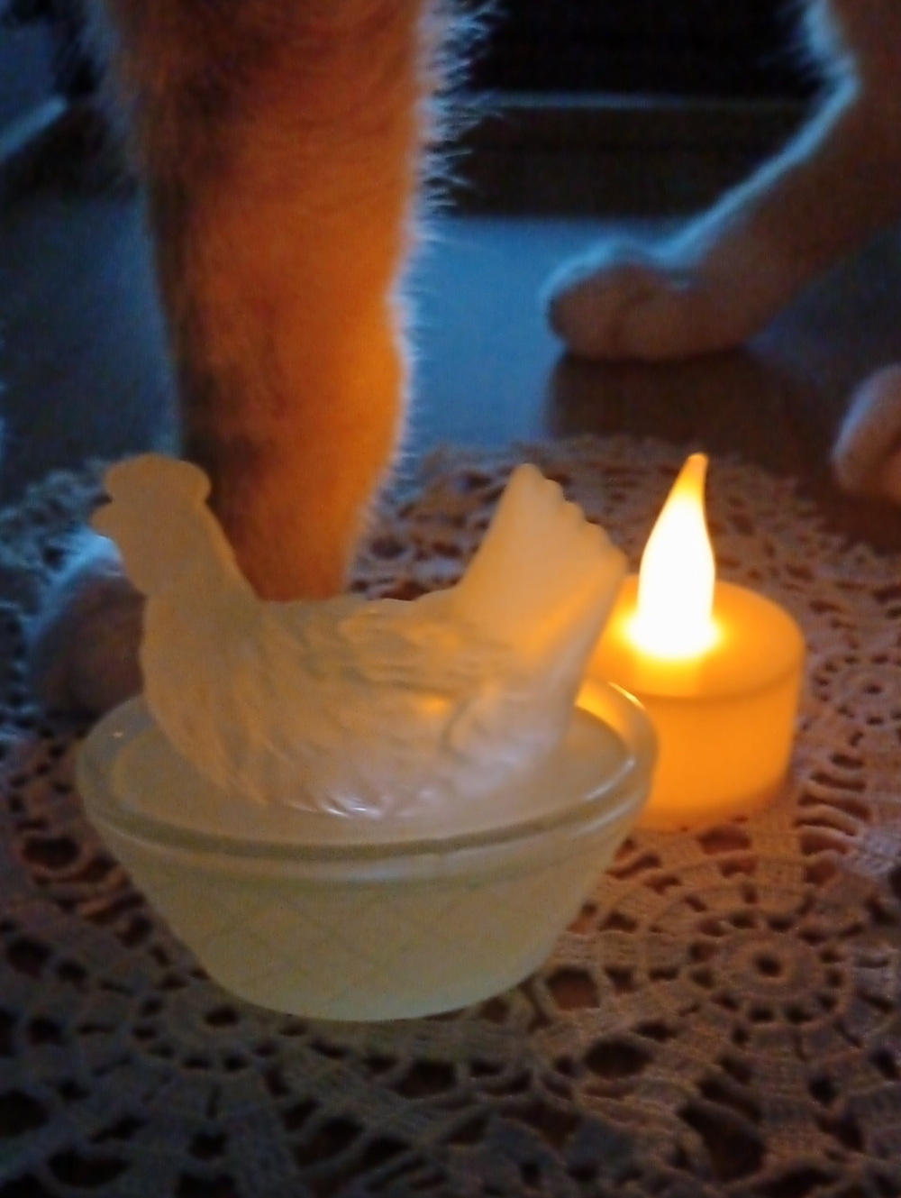 Source Unknown Green Glow In The Dark Hen on Nest Salt Cellar